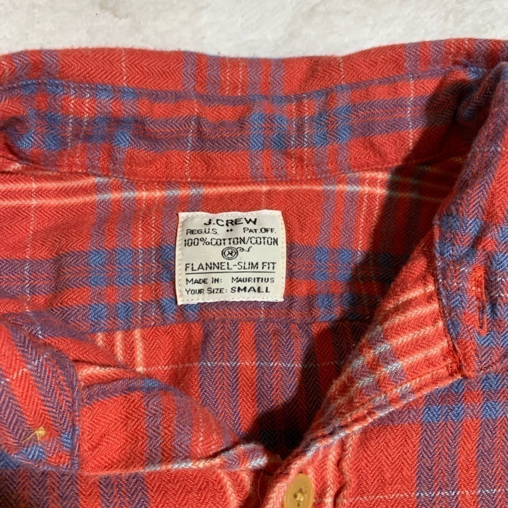 J Crew Flannel Red Blue Stripes Size Small - Picture 3 of 7